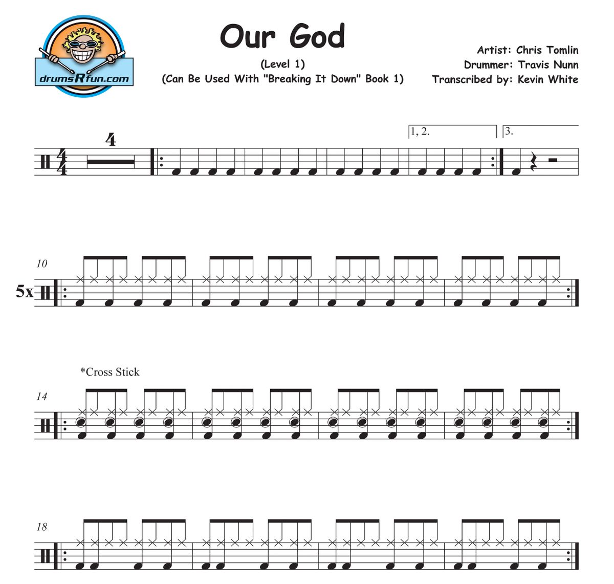 Chris Tomlin, Our God Drum Transcription Level 1